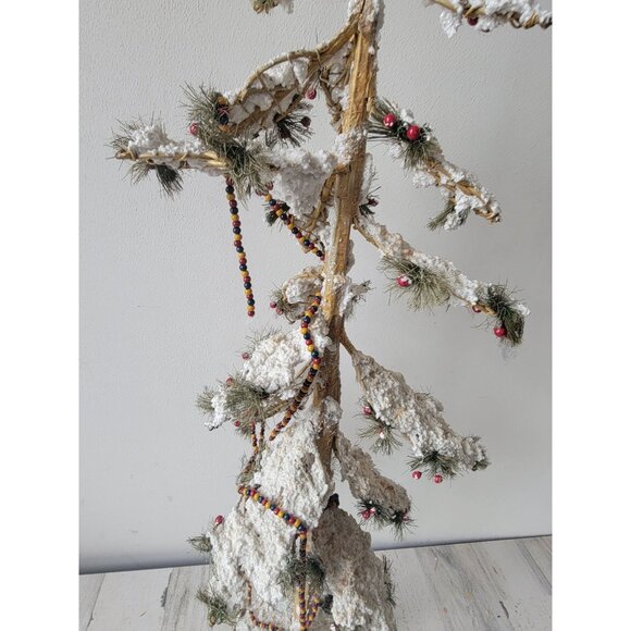 Large skinny tree branch cranberry glitter Xmas home decor vintage - Picture 10 of 14
